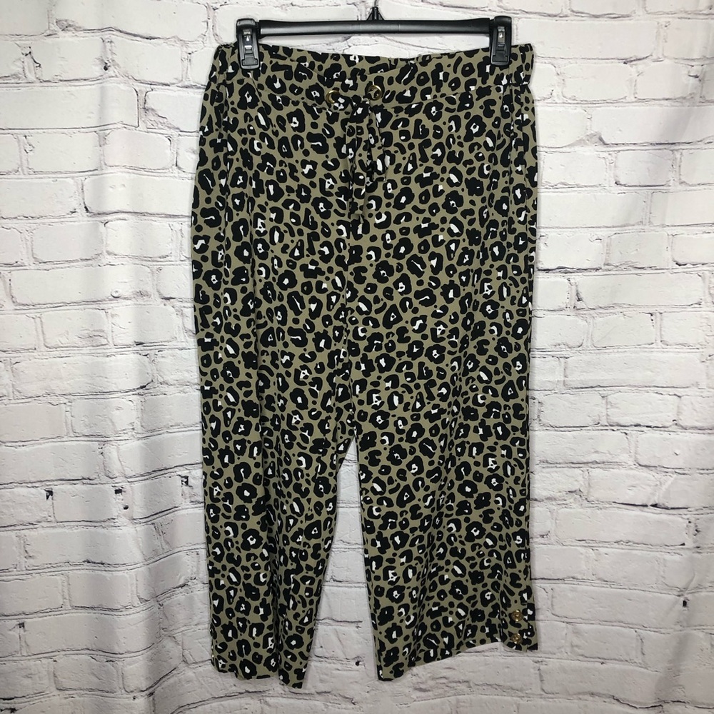 Michael Michael Kors leopard print wide leg loose fit drawstring pants medium